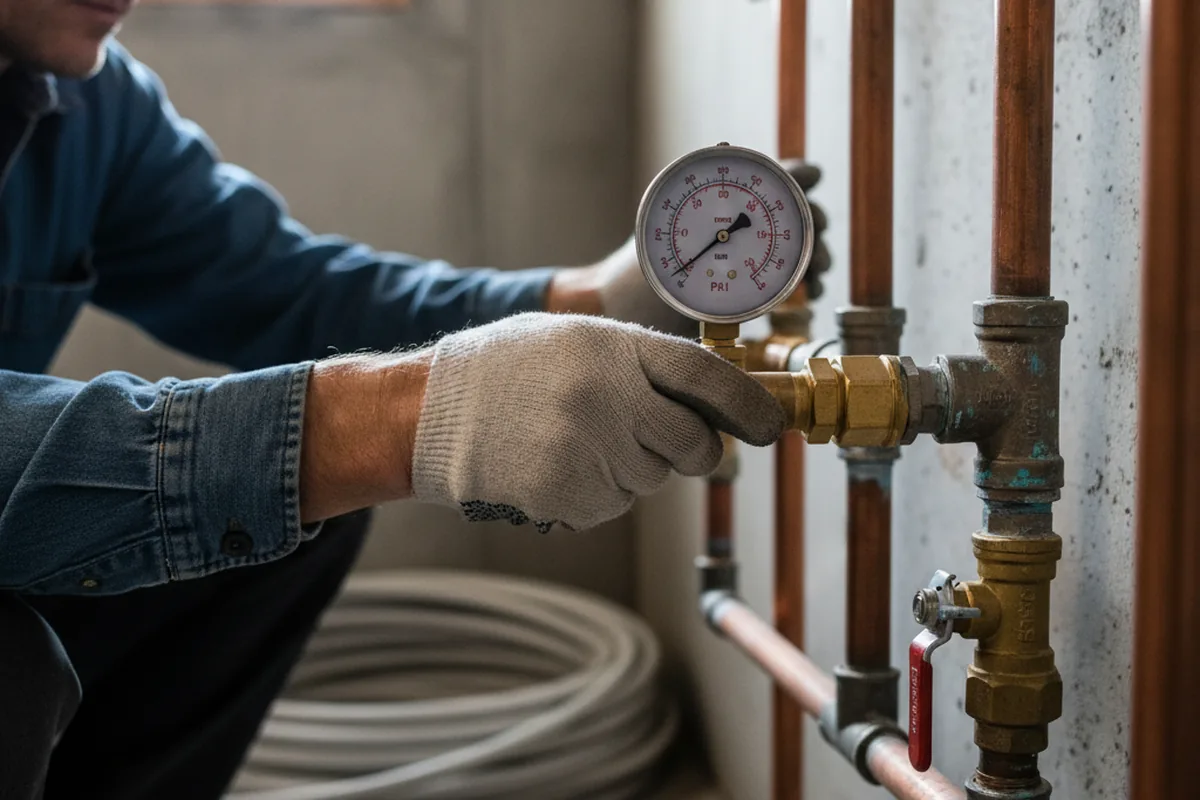 Pressure testing a repaired line during Water Line Repair in Ringtown